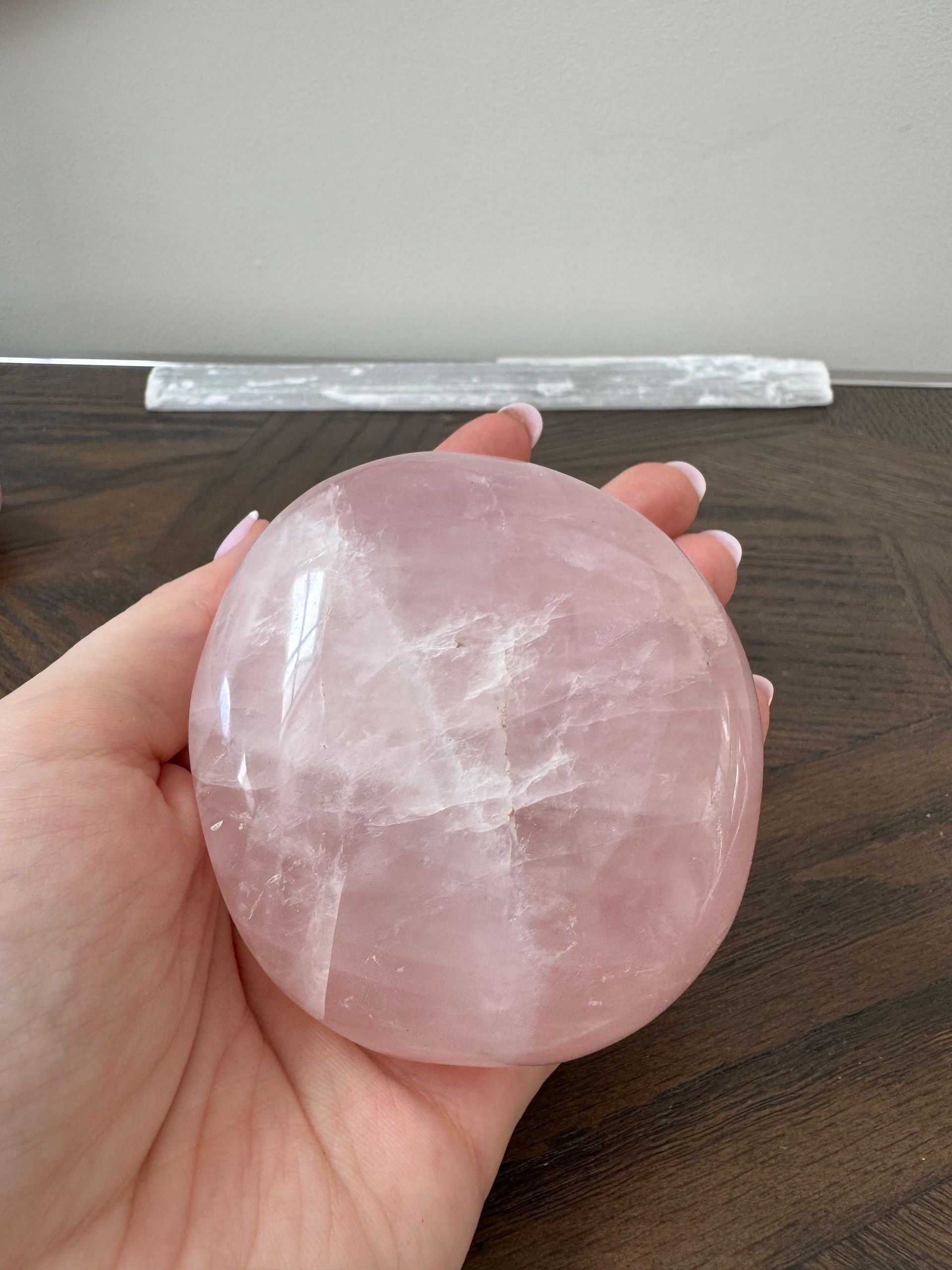 Natural Rose Quartz Polished Palm Stone Mineral Crystal Specimen