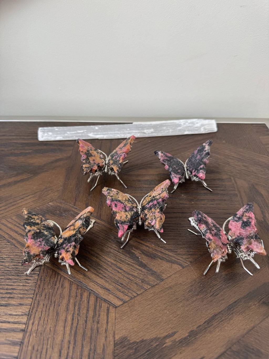Natural Rhodonite Carved Butterfly Mineral Crystal Specimen