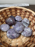 Natural Lepidolite Polished Palm Stone Mineral Crystal Specimen