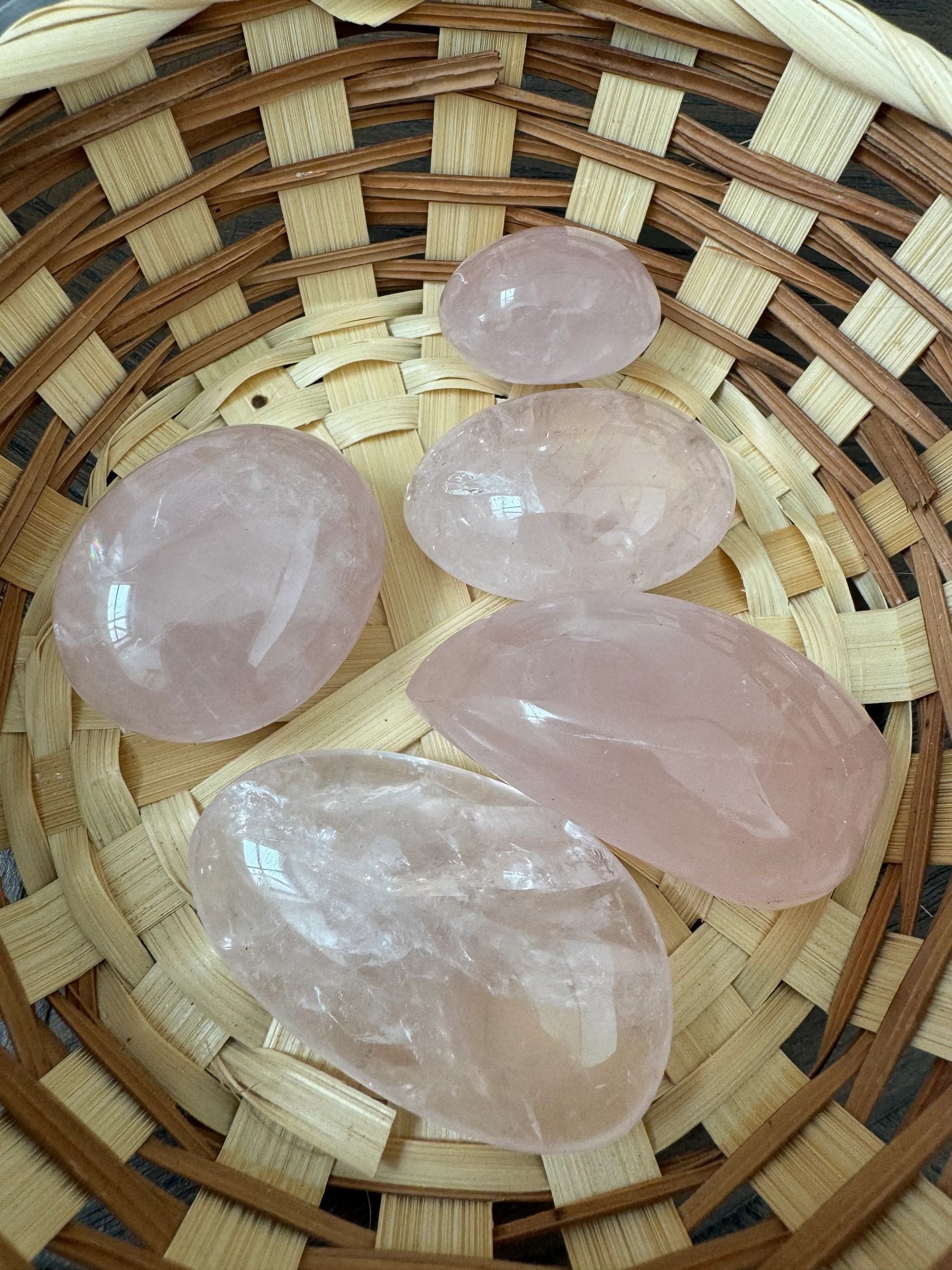 Natural Rose Quartz Polished Palm Stone Mineral Crystal Specimen