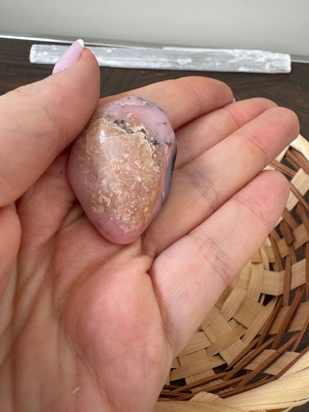 Natural Pink Opal Tumble Stone Mineral Crystal Specimen