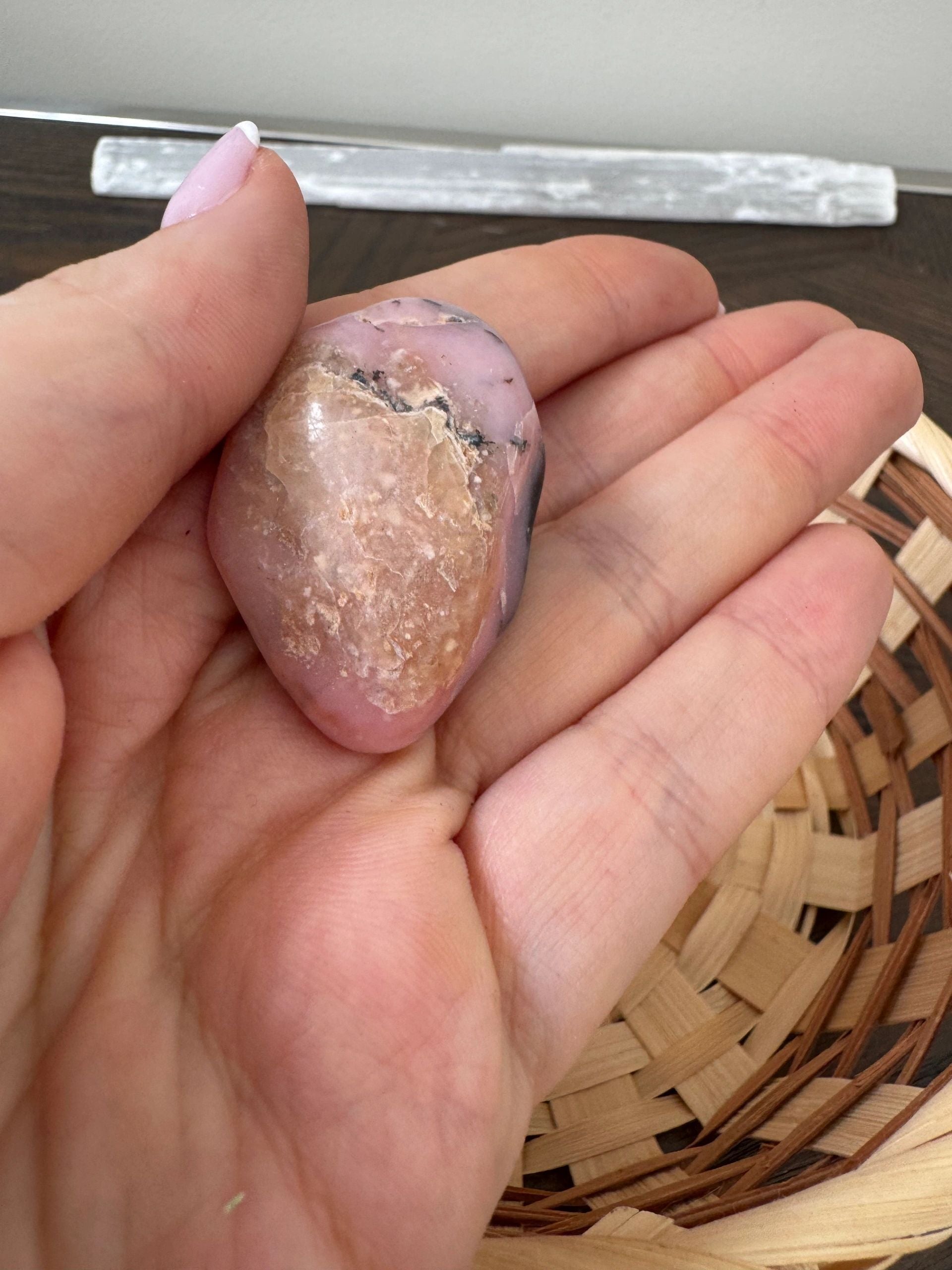 Natural Pink Opal Tumble Stone Mineral Crystal Specimen