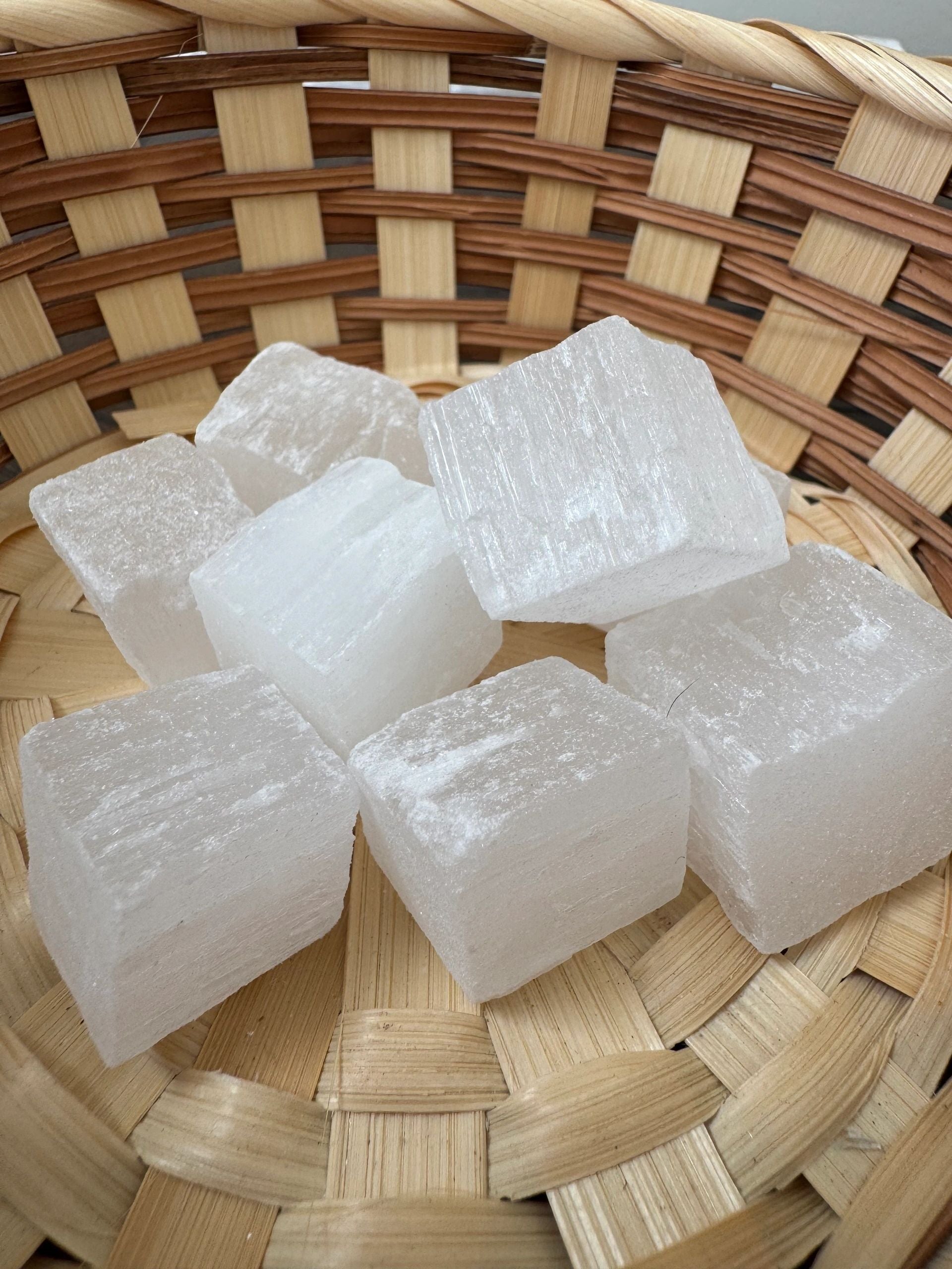 Natural White Selenite Cube Mineral Crystal Specimen
