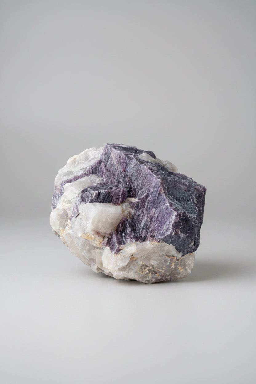 Natural Raw Lepidolite with Quartz Mineral Crystal Specimen