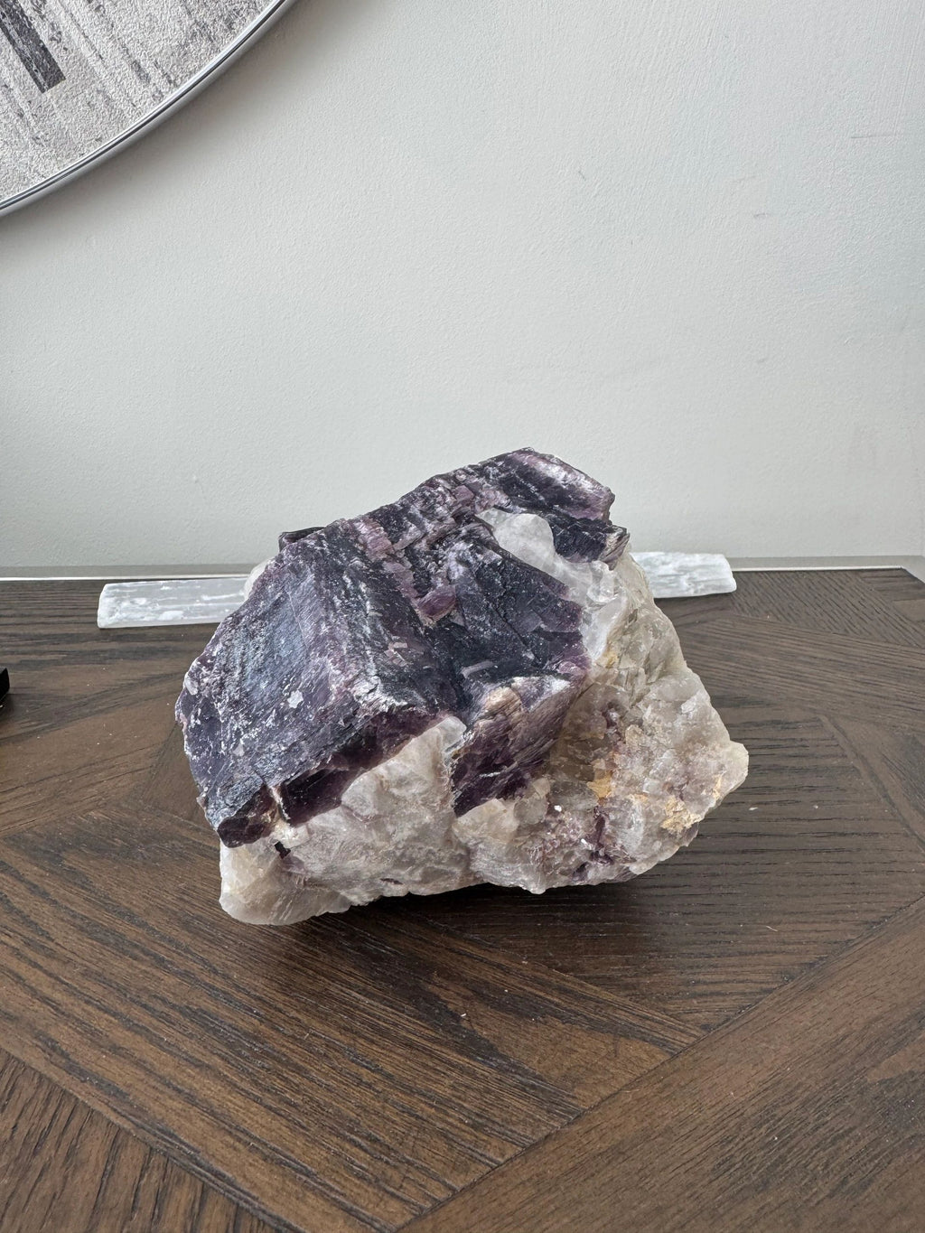 Natural Raw Lepidolite with Quartz Mineral Crystal Specimen