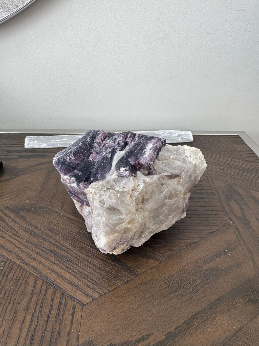 Natural Raw Lepidolite with Quartz Mineral Crystal Specimen