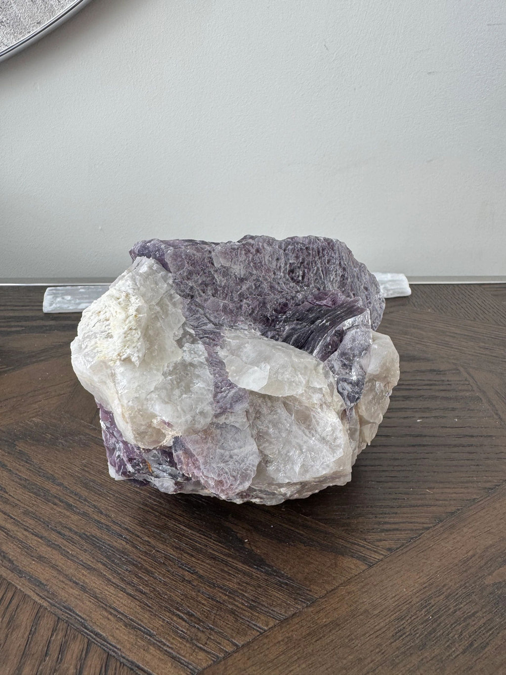 Natural Raw Lepidolite with Quartz Mineral Crystal Specimen