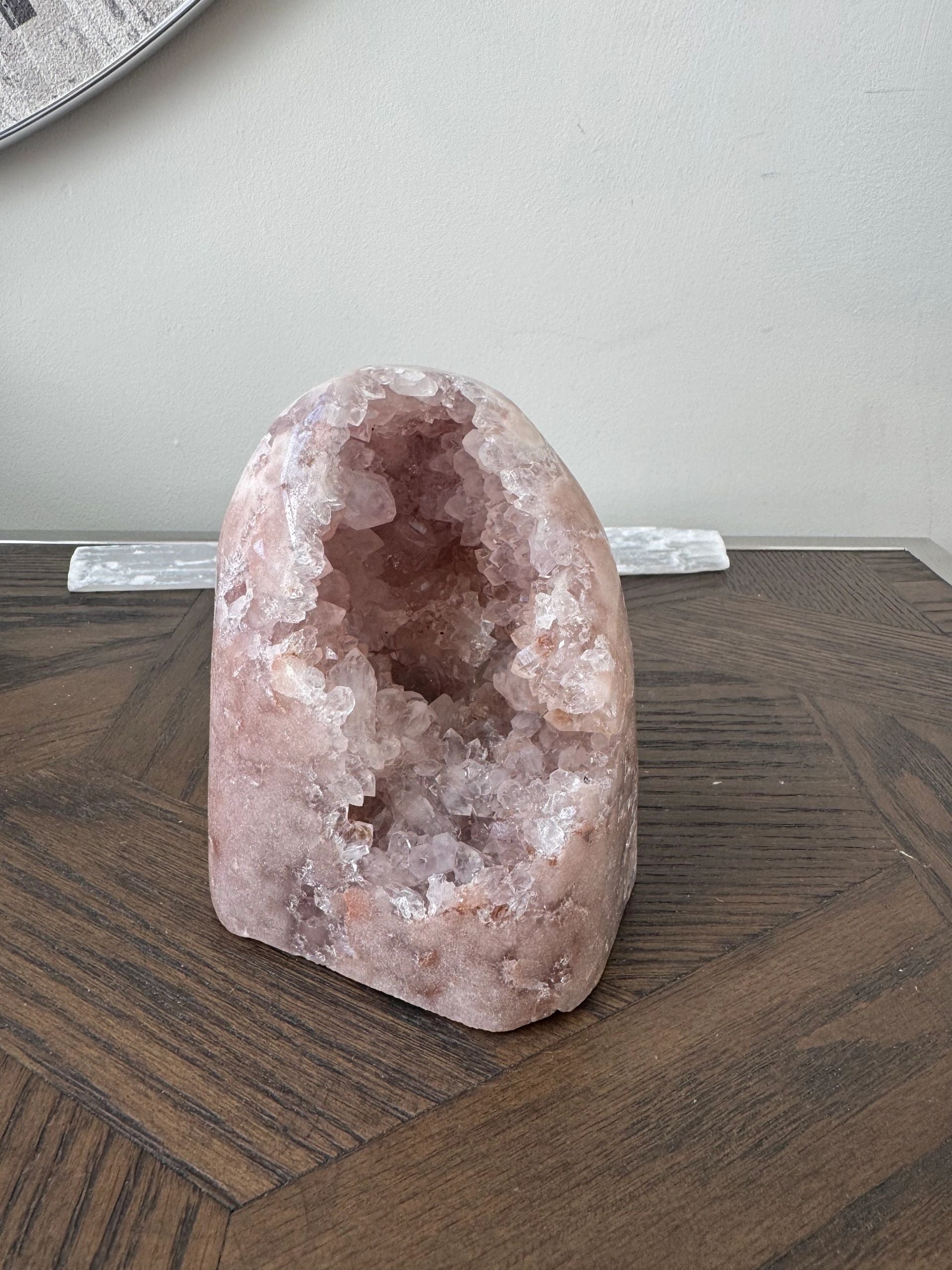 Natural Pink Amethyst Geode Mineral Crystal Specimen