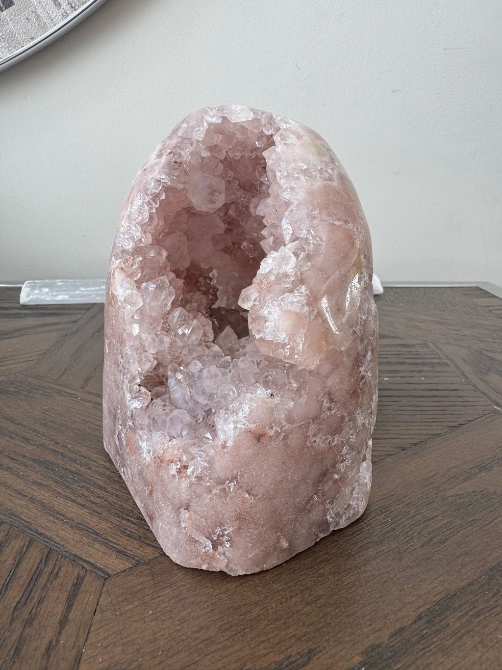 Natural Pink Amethyst Geode Mineral Crystal Specimen