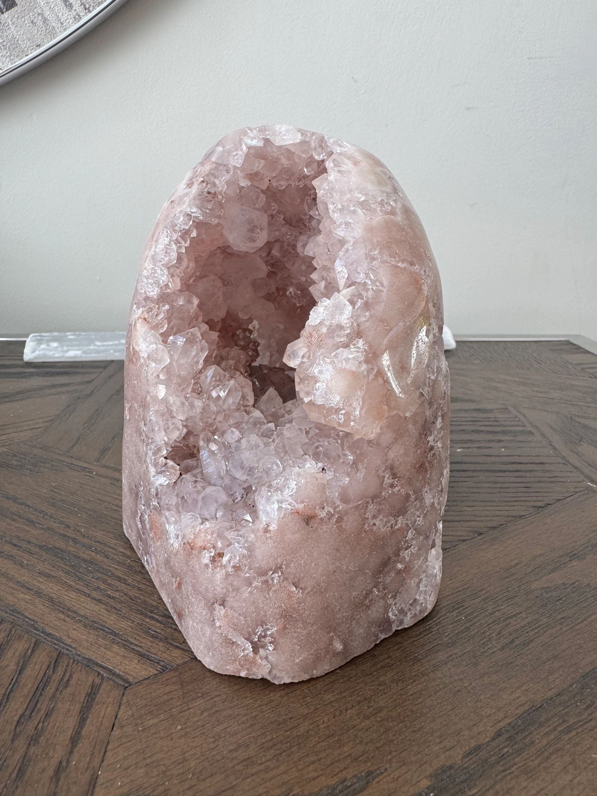 Natural Pink Amethyst Geode Mineral Crystal Specimen