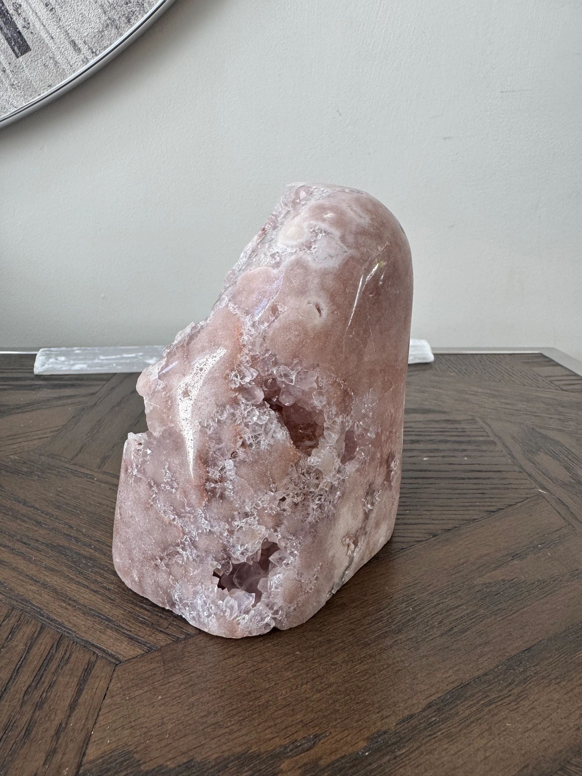 Natural Pink Amethyst Geode Mineral Crystal Specimen