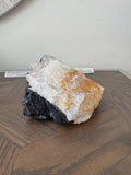 Natural Raw Black Tourmaline Golden Calcite Quartz Mineral Crystal Specimen
