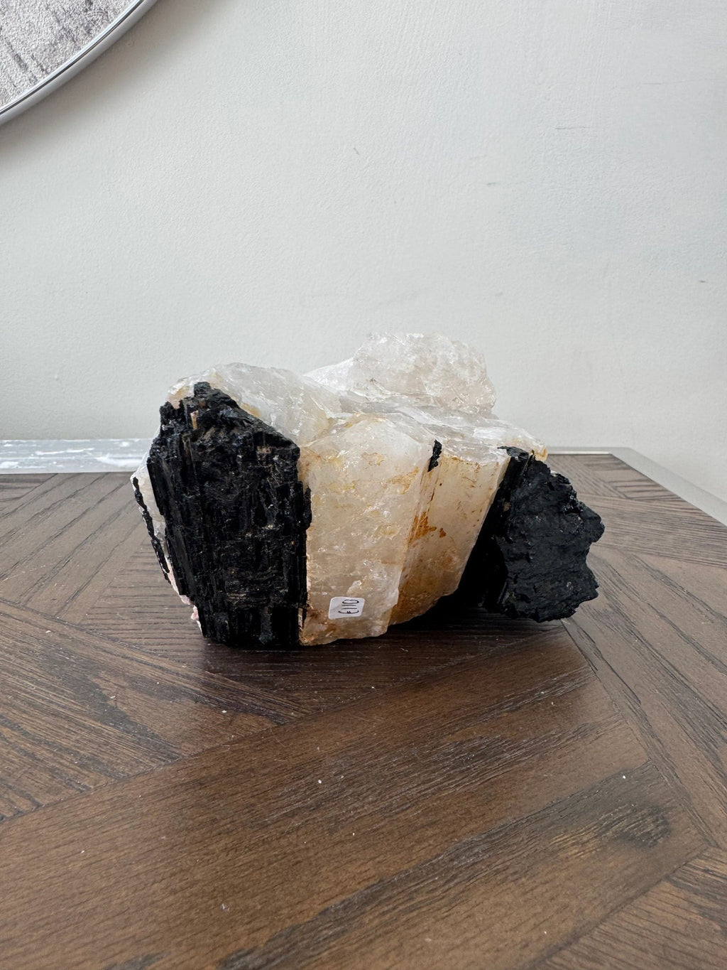 Natural Raw Black Tourmaline Golden Calcite Quartz Mineral Crystal Specimen