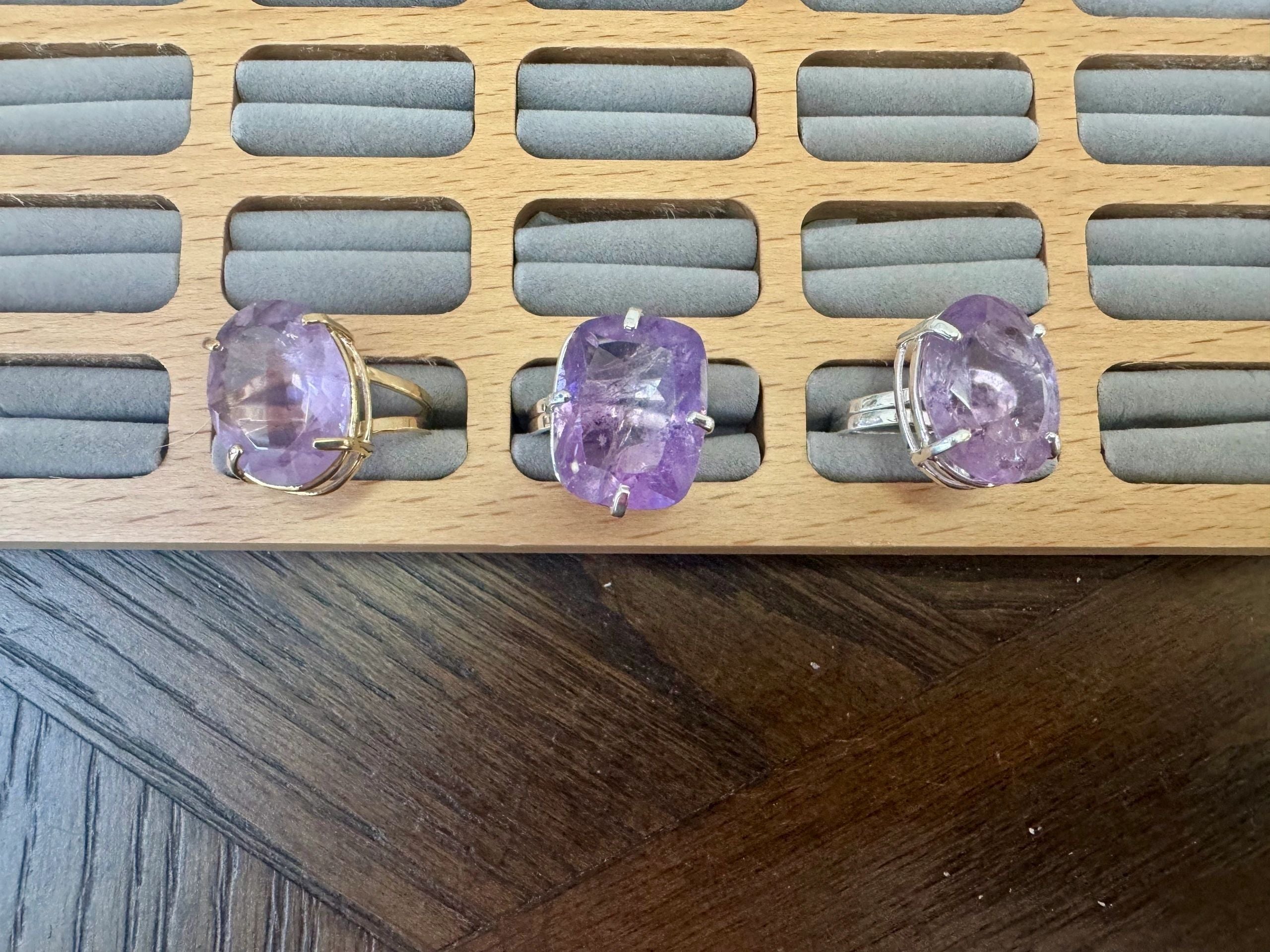 Natural Amethyst Faceted Statement Ring
