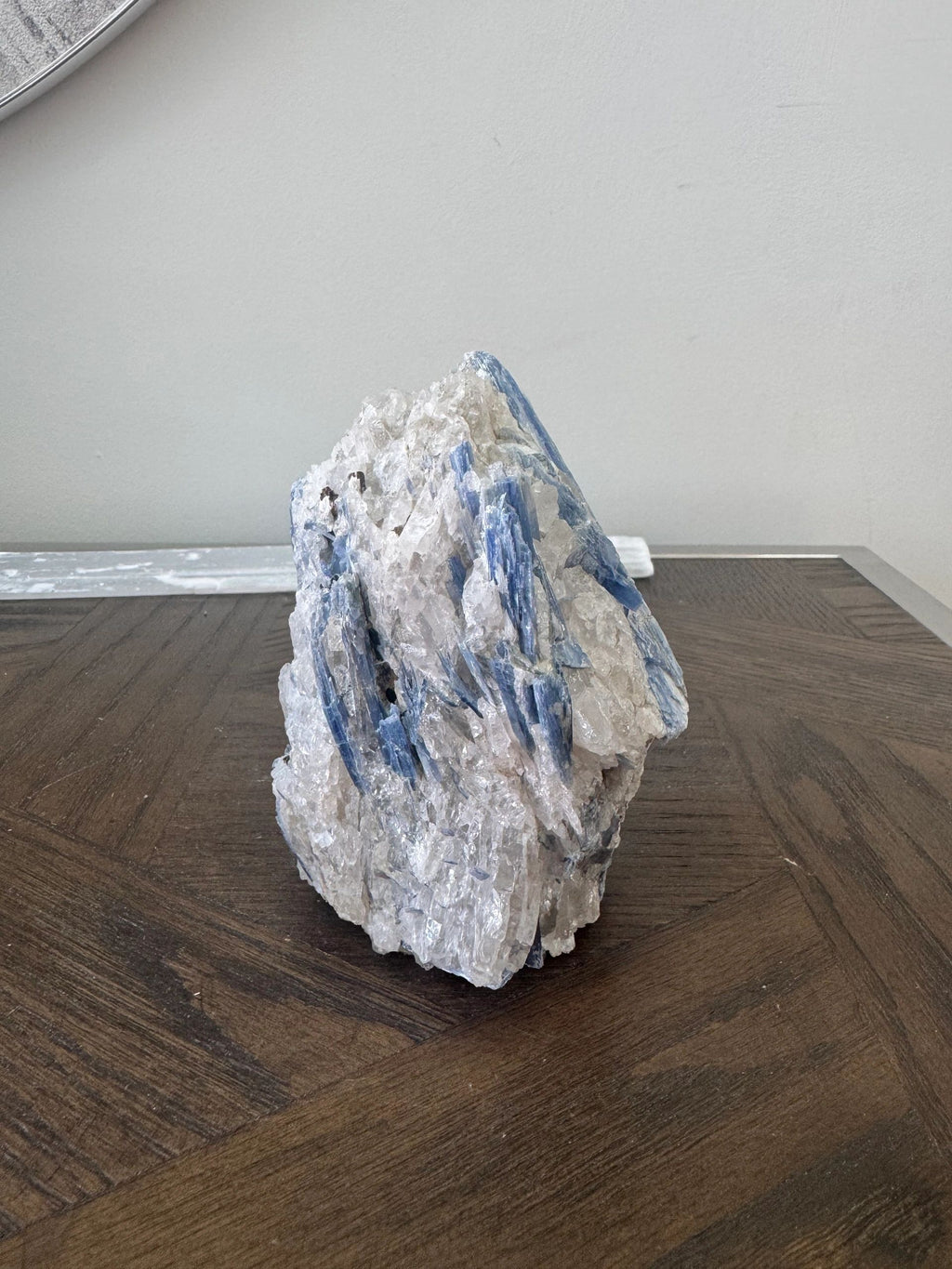 Natural Raw Blue Kyanite on Quartz Matrix Mineral Crystal Specimen