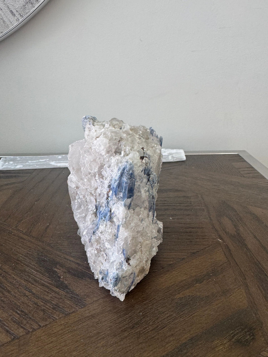 Natural Raw Blue Kyanite on Quartz Matrix Mineral Crystal Specimen
