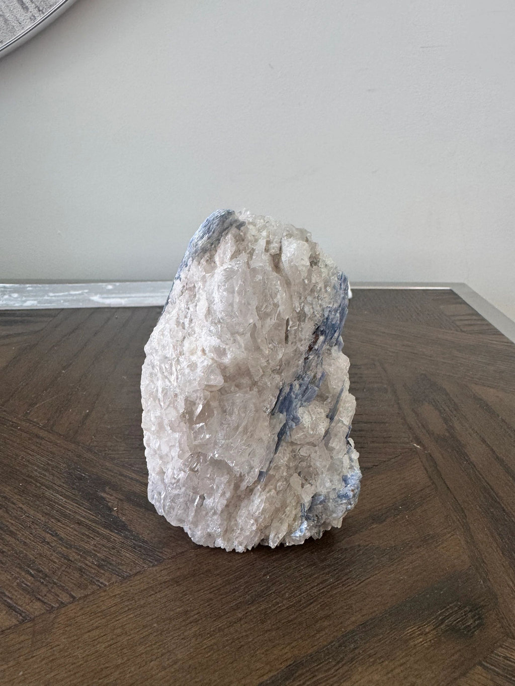 Natural Raw Blue Kyanite on Quartz Matrix Mineral Crystal Specimen