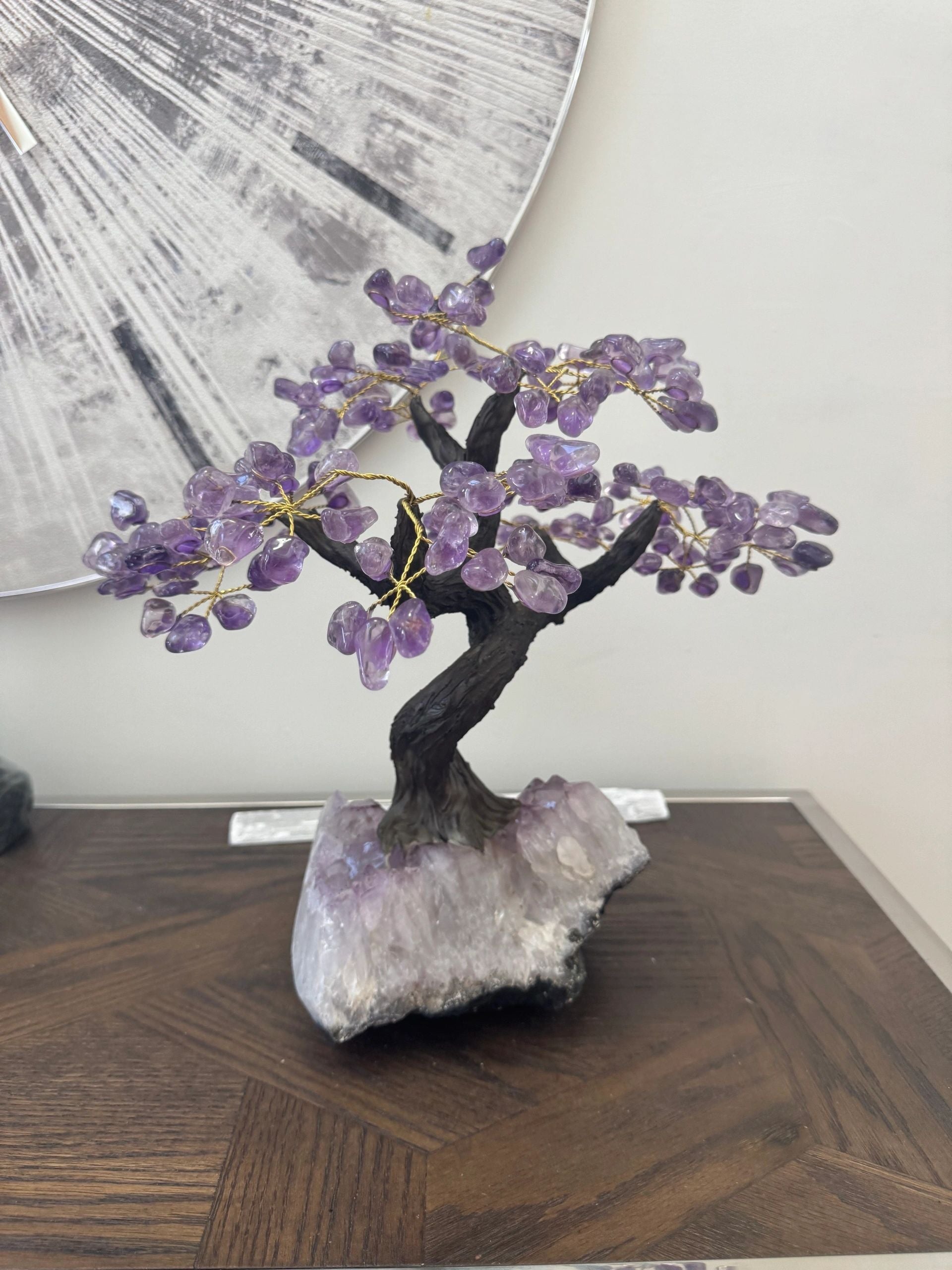 Natural Amethyst Tree on Cluster Base Mineral Crystal Specimen