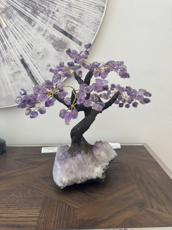 Natural Amethyst Tree on Cluster Base Mineral Crystal Specimen