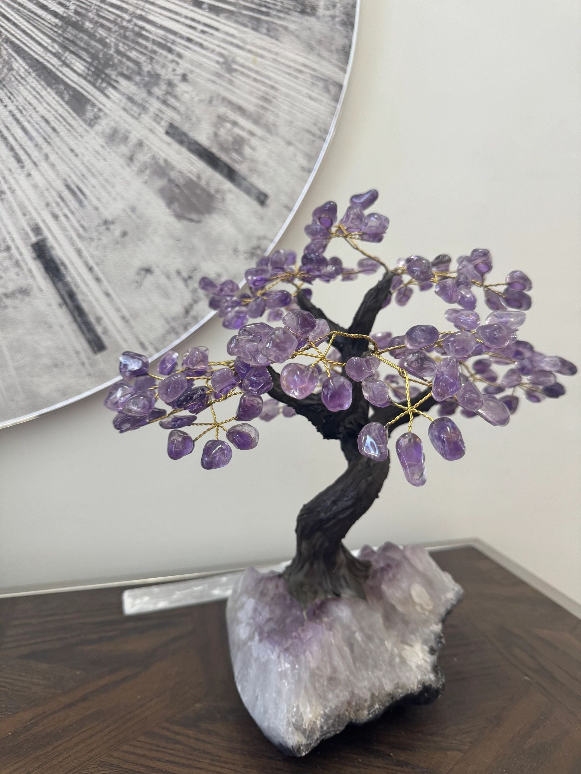 Natural Amethyst Tree on Cluster Base Mineral Crystal Specimen