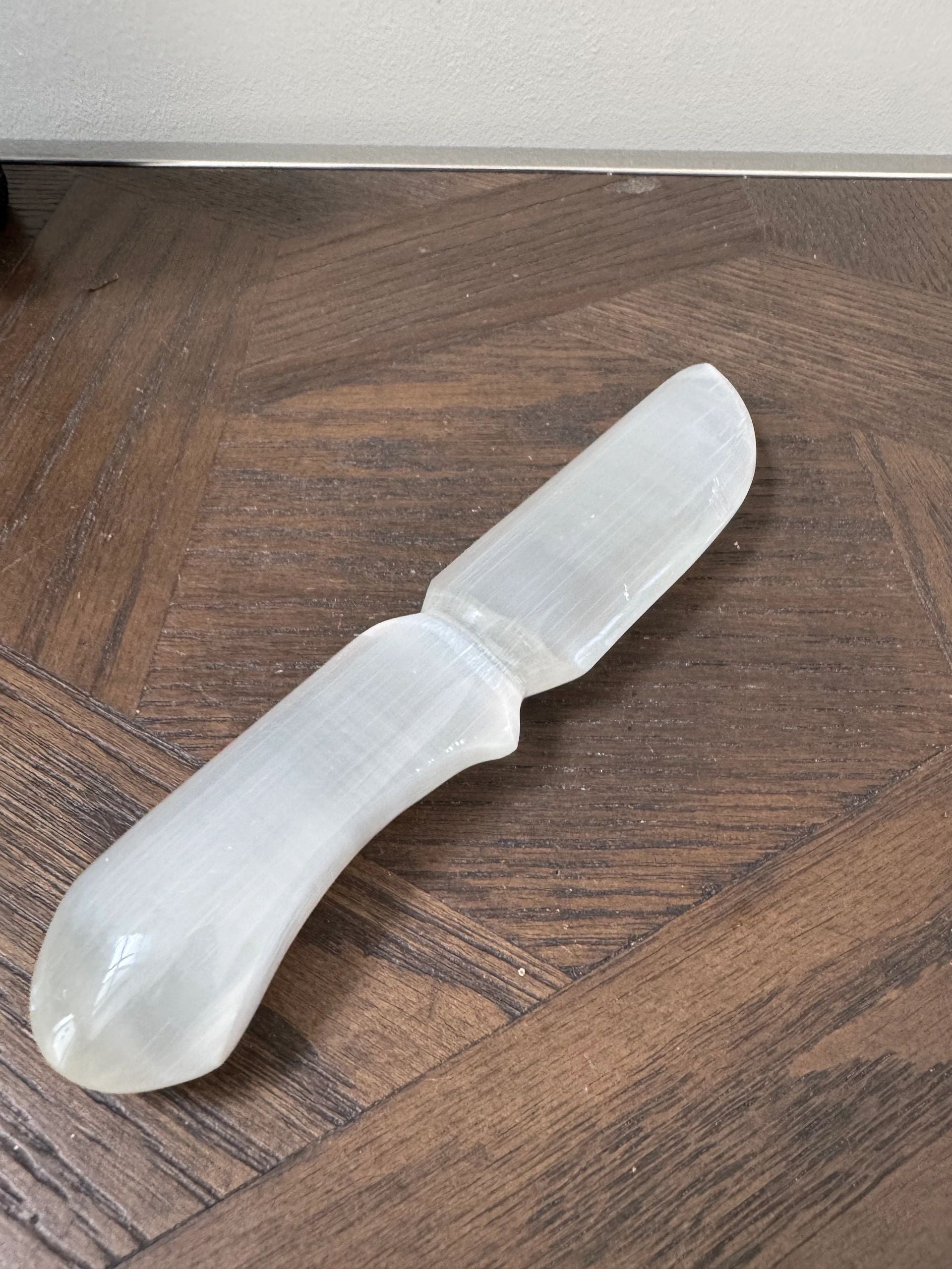 Natural White Selenite Carved Athame Mineral Crystal Specimen
