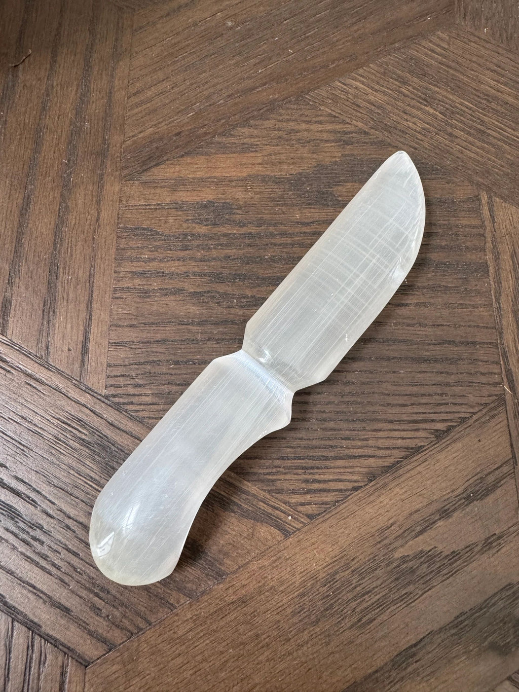Natural White Selenite Carved Athame Mineral Crystal Specimen
