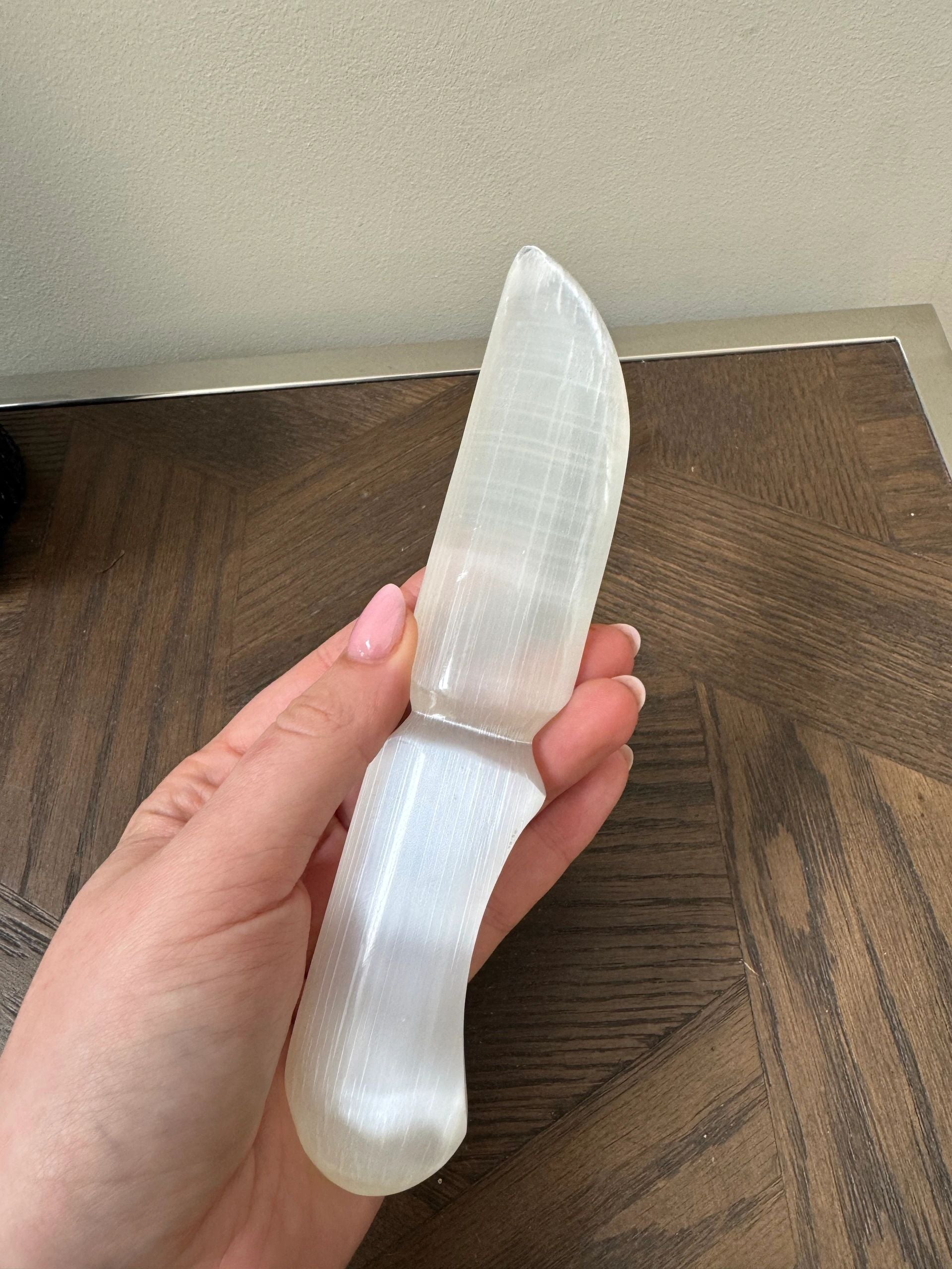 Natural White Selenite Carved Athame Mineral Crystal Specimen