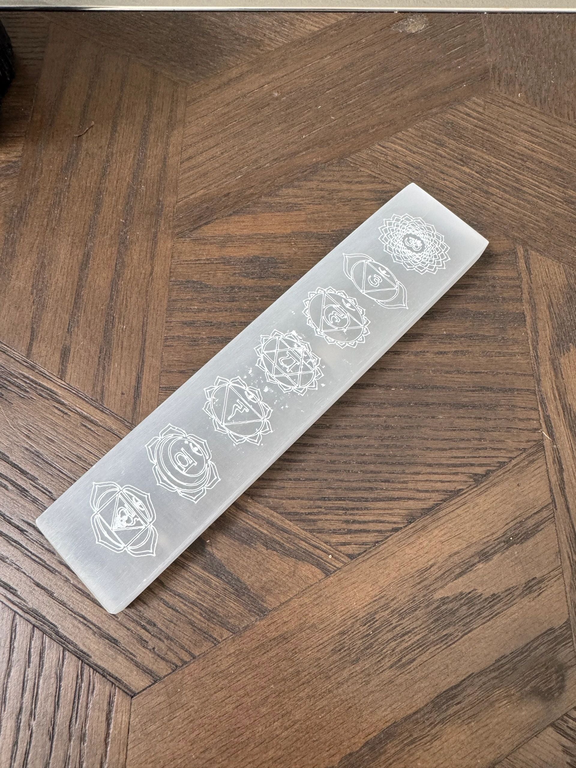 Natural White Selenite Seven Chakra Charging Plate Mineral Crystal Specimen