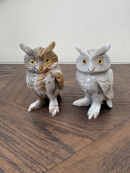 Natural Polychrome Jasper Owl Crystal Specimen