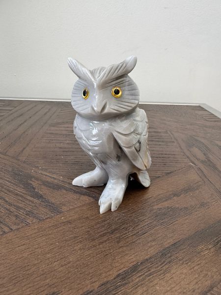 Natural Polychrome Jasper Owl Crystal Specimen