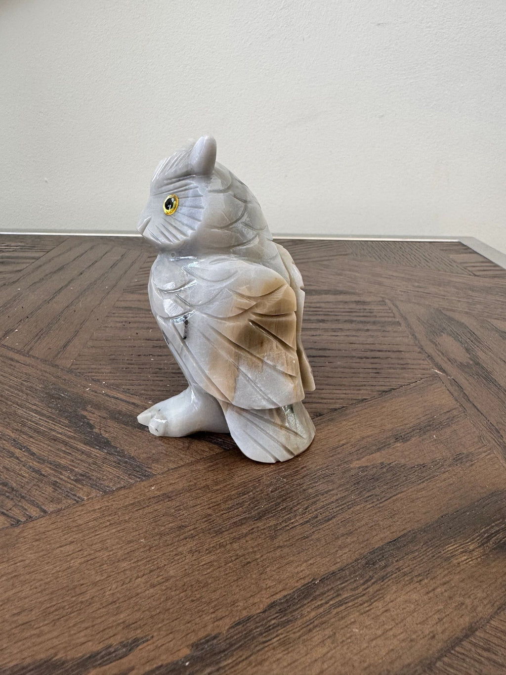 Natural Polychrome Jasper Owl Crystal Specimen