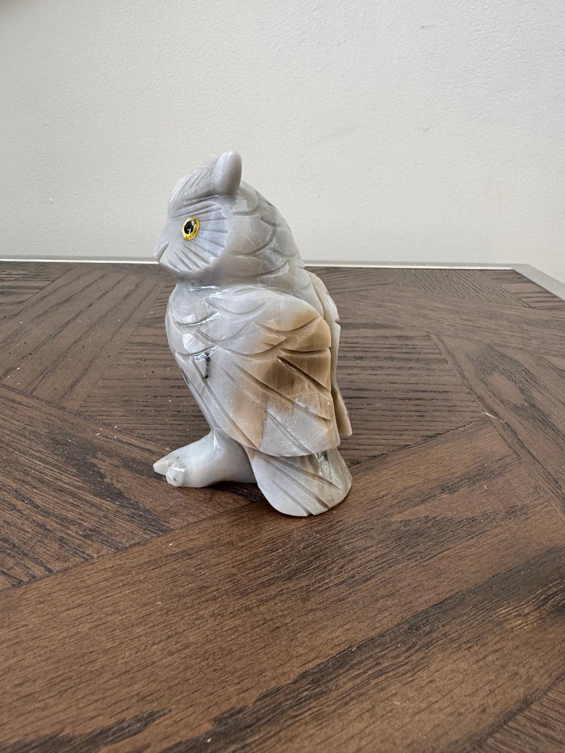 Natural Polychrome Jasper Owl Crystal Specimen
