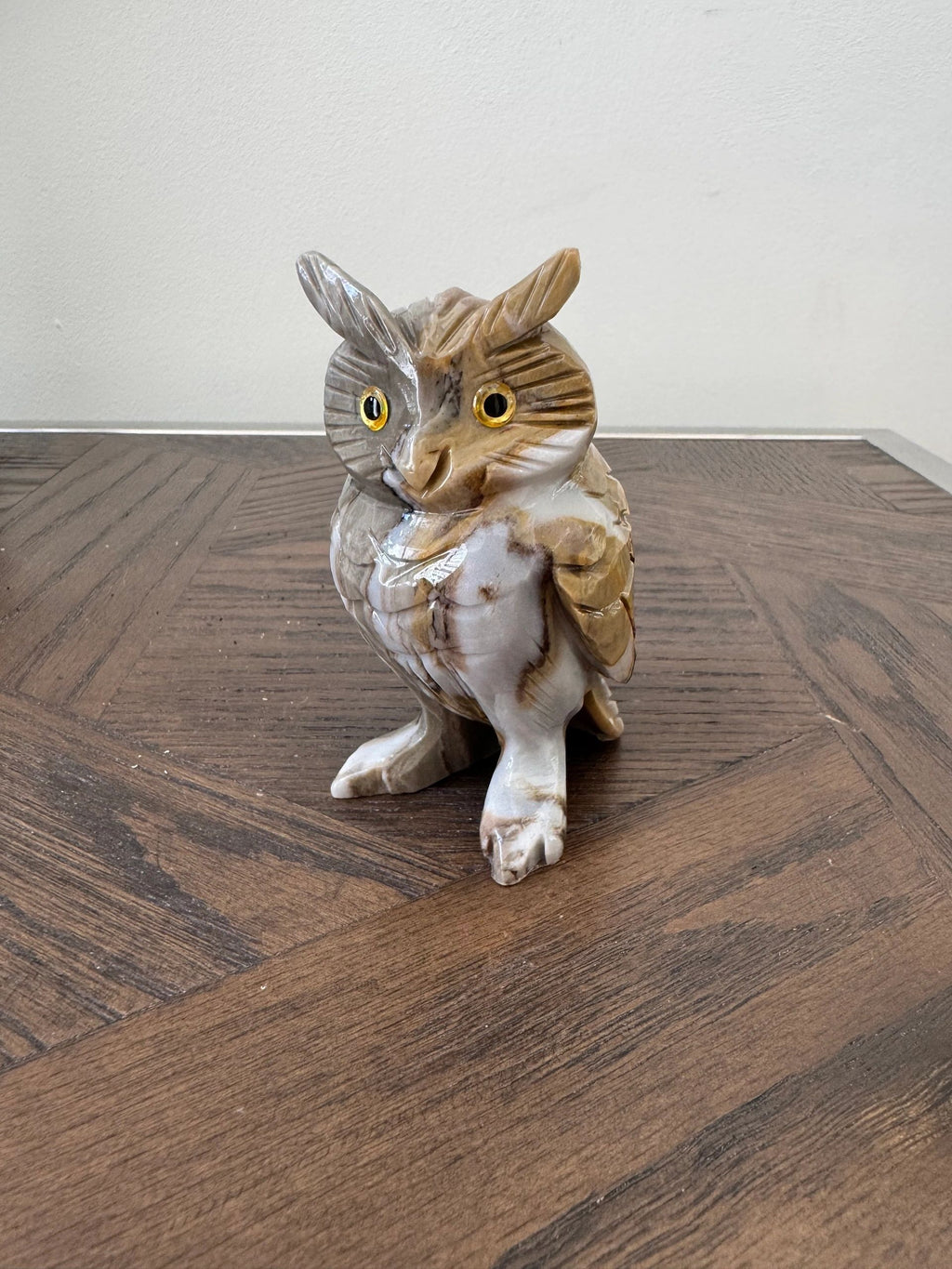Natural Polychrome Jasper Owl Crystal Specimen