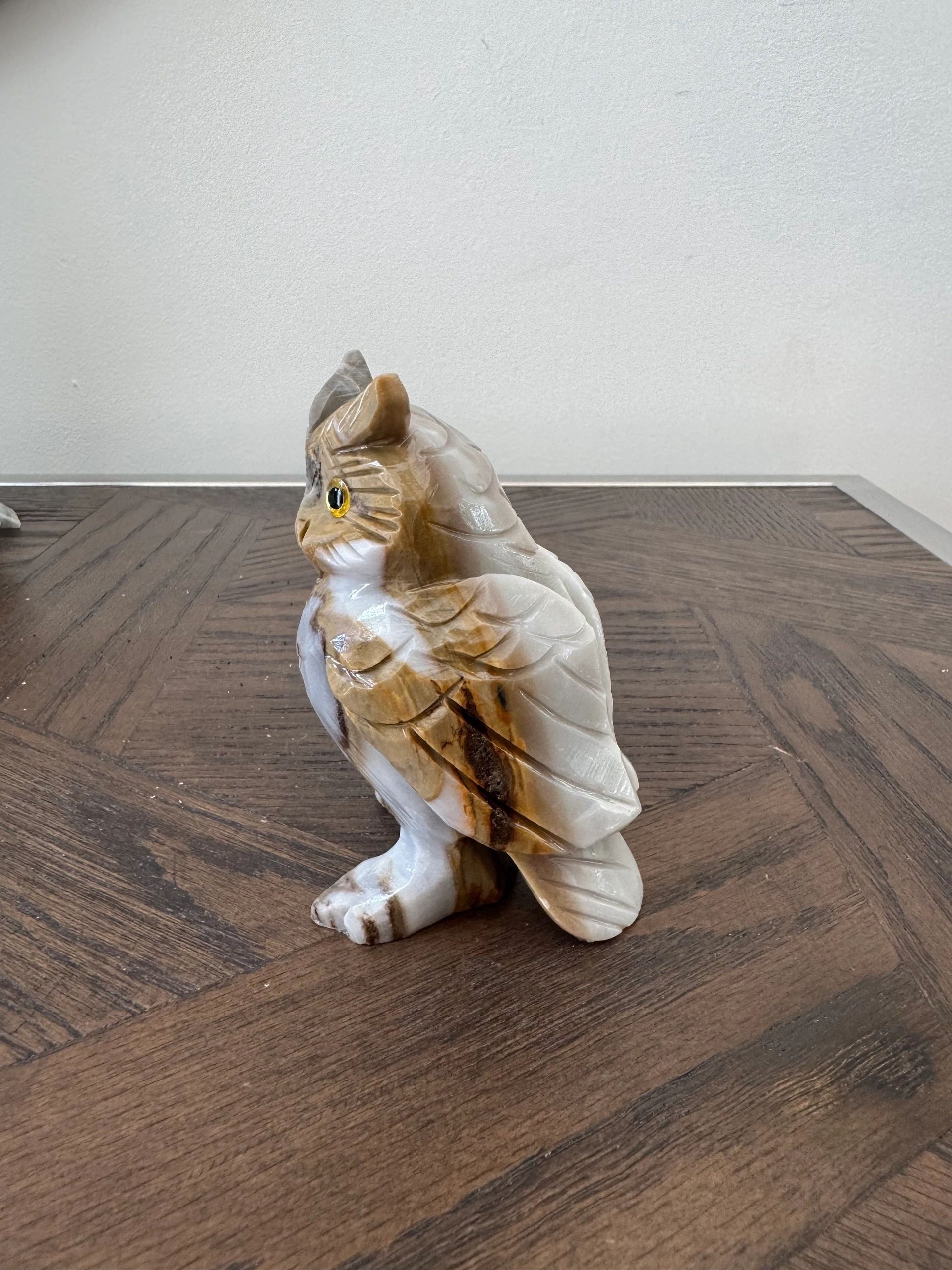 Natural Polychrome Jasper Owl Crystal Specimen