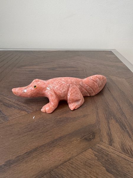 Pink Jasper Crocodile Carving