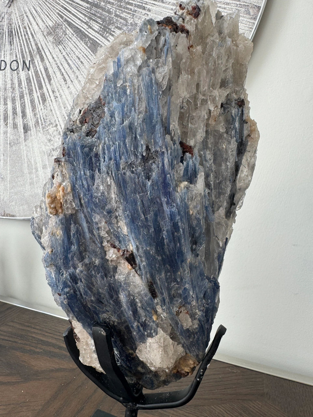Blue Kyanite & Quartz Cluster on Stand