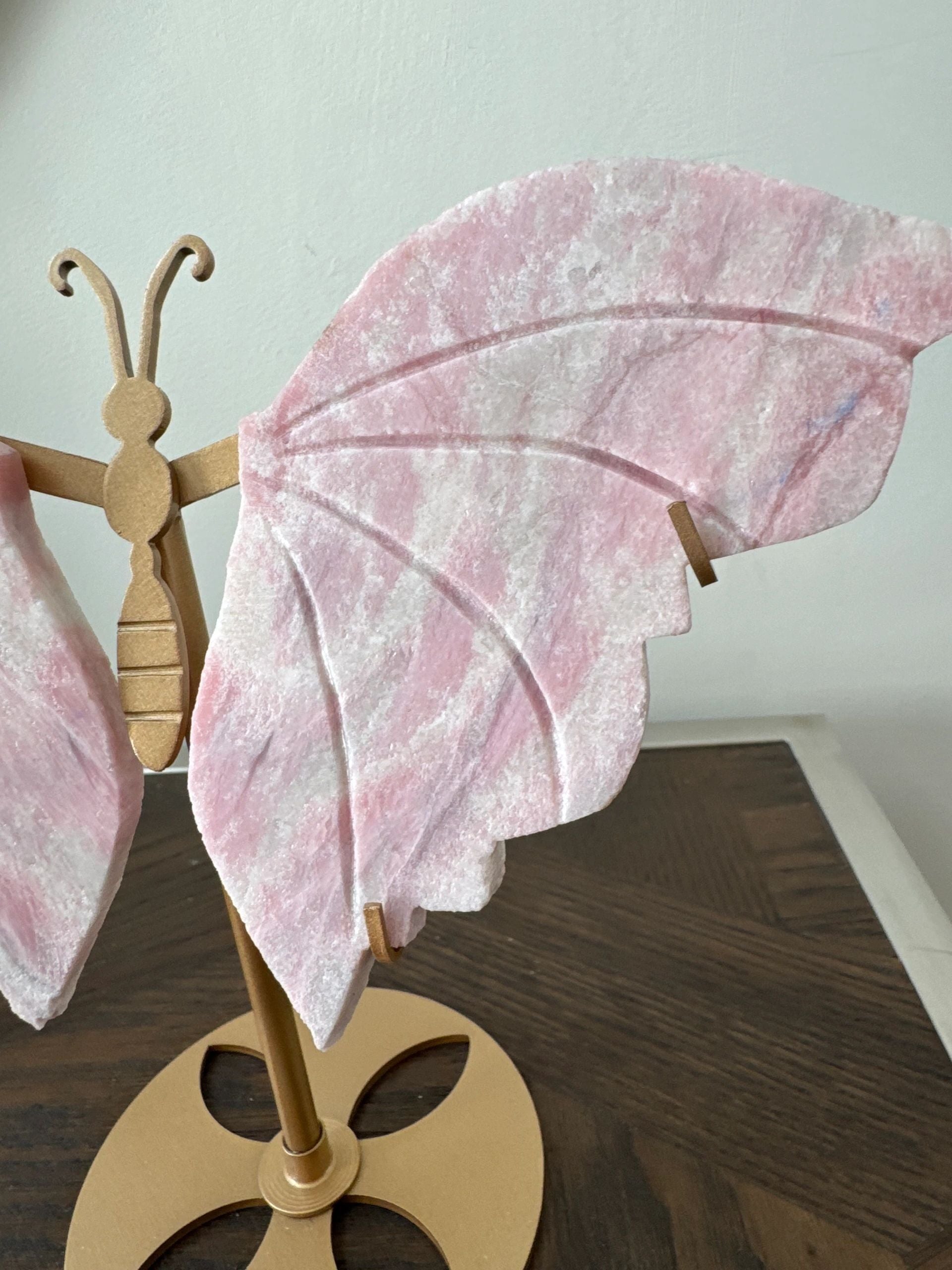 Natural Pink Opal Butterfly Wings Crystal Specimen