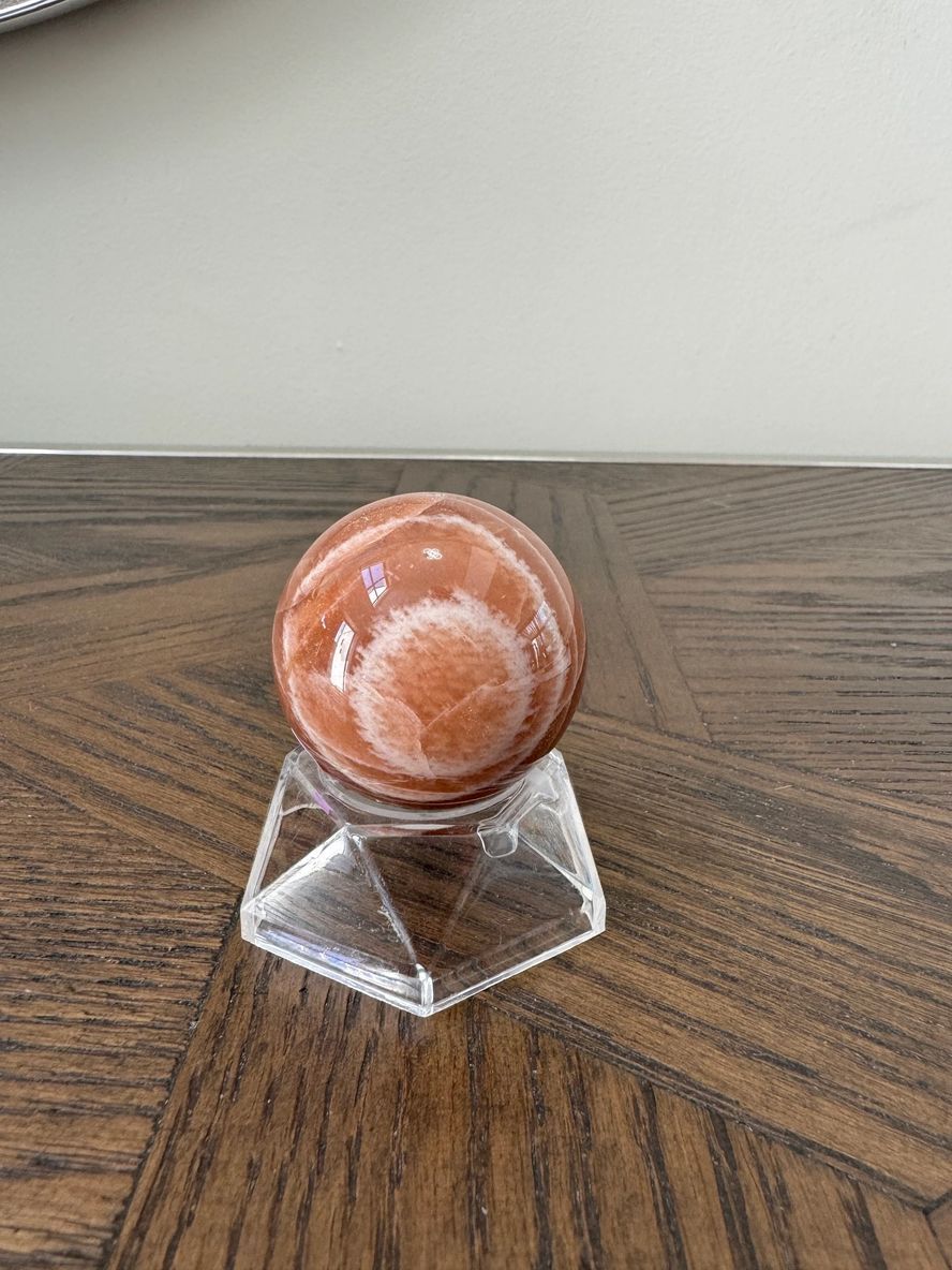 Natural Peach Moonstone Polished Ball Crystal Specimen
