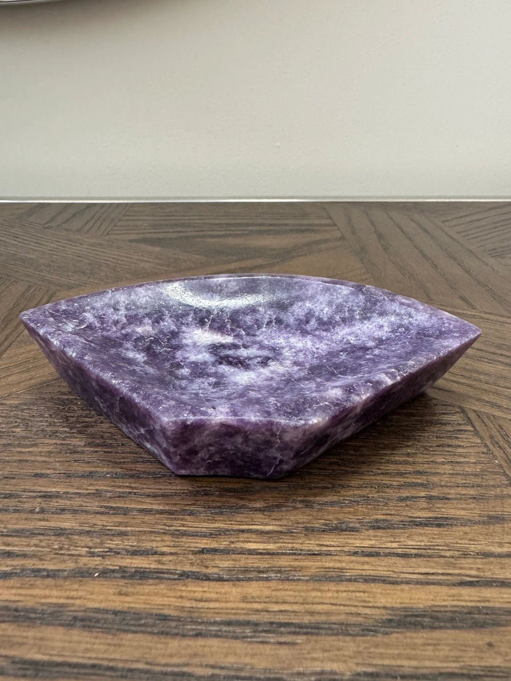Natural Purple Lepidolite Mica Carved Bowl Crystal Specimen