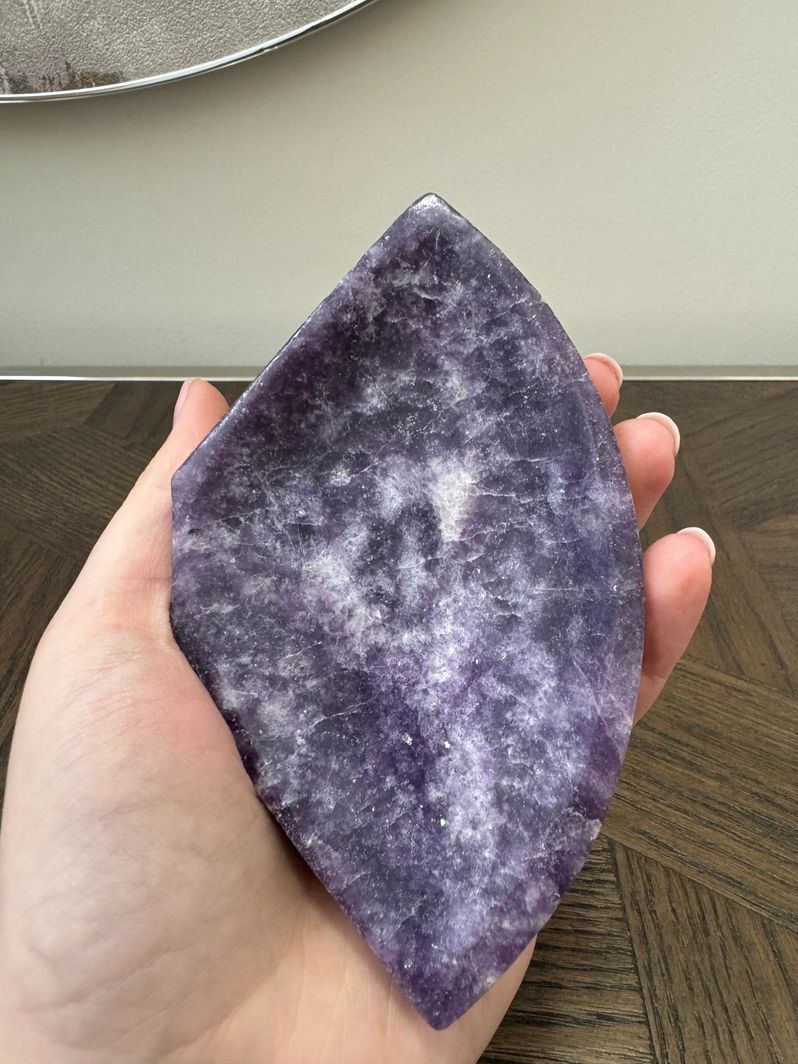 Natural Purple Lepidolite Mica Carved Bowl Crystal Specimen