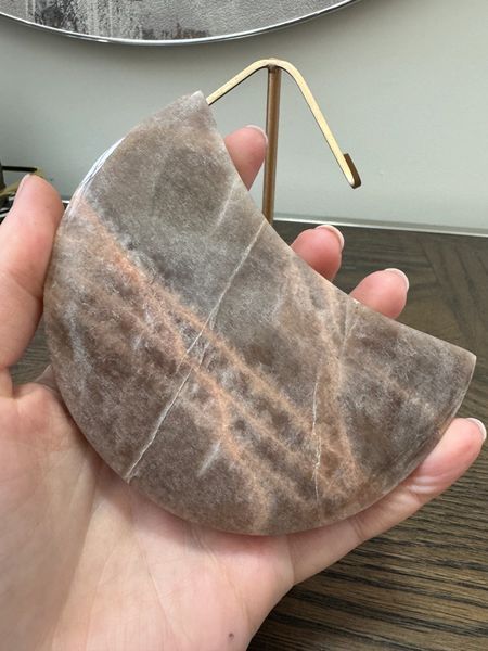 Peach Moonstone Moon Carving