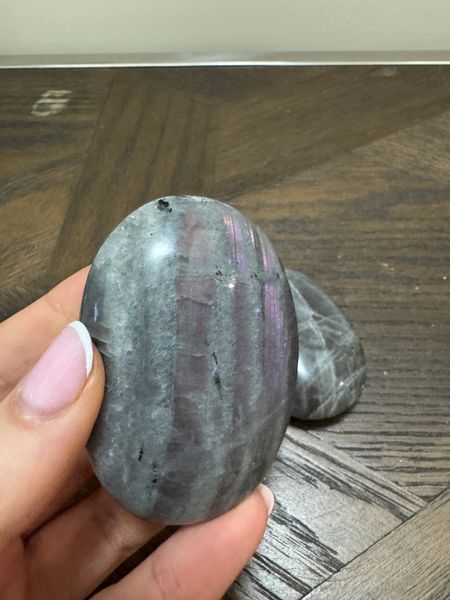 Natural Labradorite Palm Stone Crystal Specimen