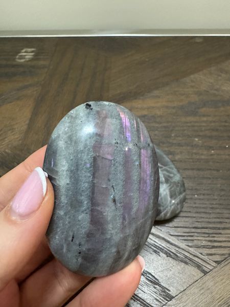 Natural Labradorite Palm Stone Crystal Specimen