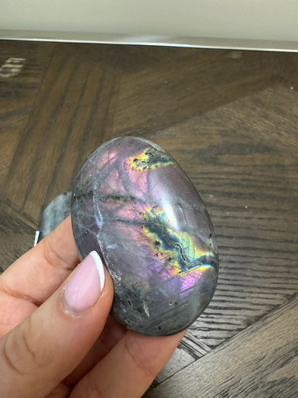 Natural Labradorite Palm Stone Crystal Specimen