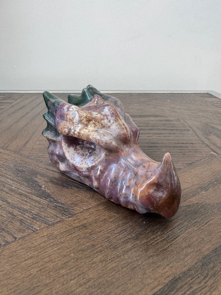 Aetherion Ocean Jasper Dragon Head Carving