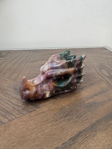 Aetherion Ocean Jasper Dragon Head Carving