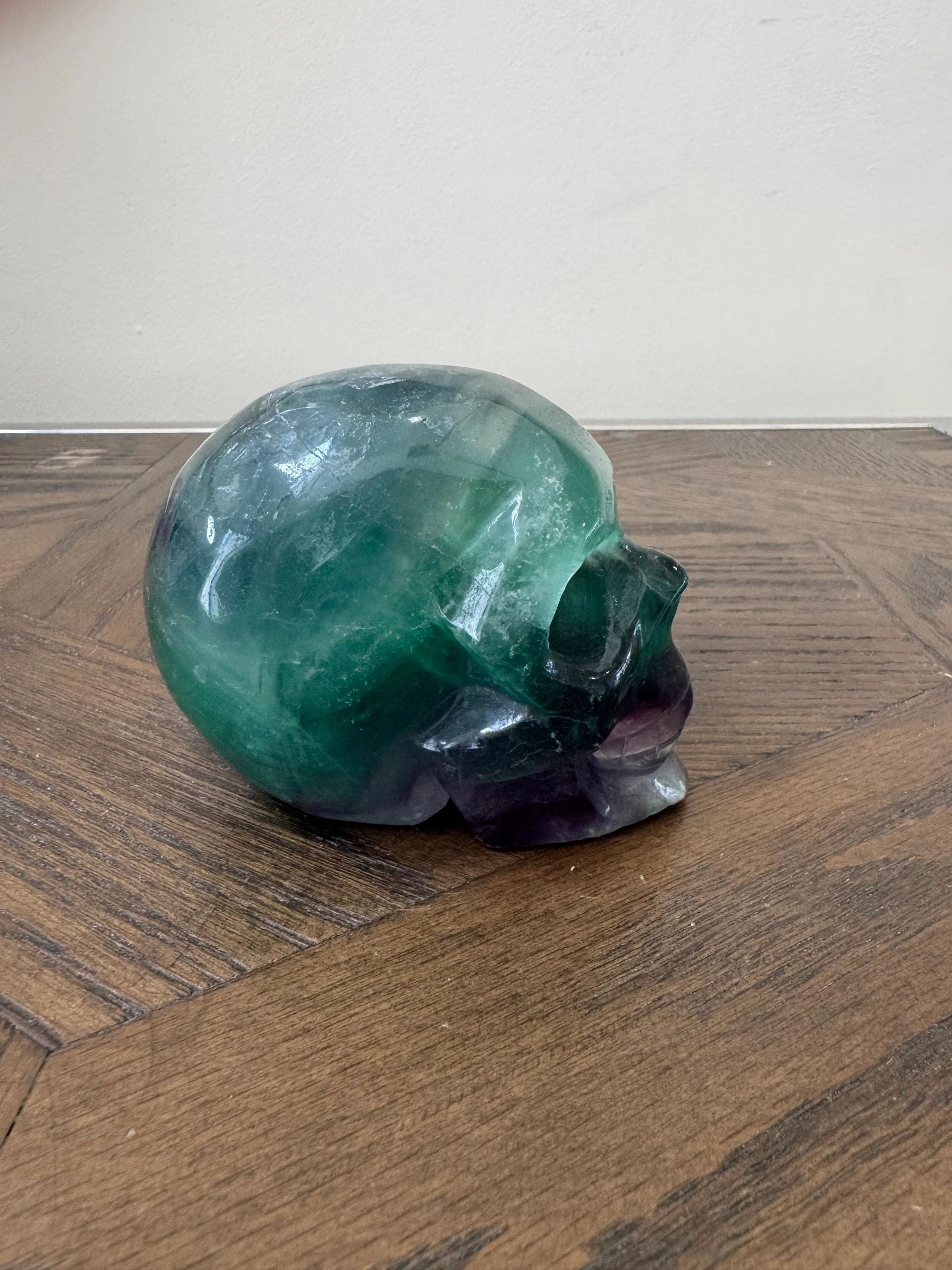 Viridion Green Purple Fluorite Skull