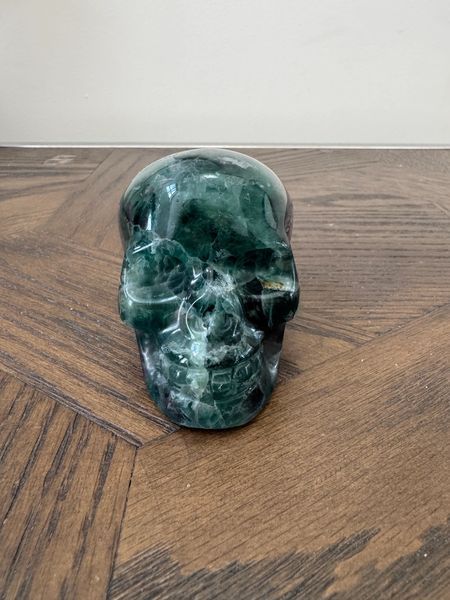 Natural Verdantis Deep Green Fluorite Skull Crystal Specimen