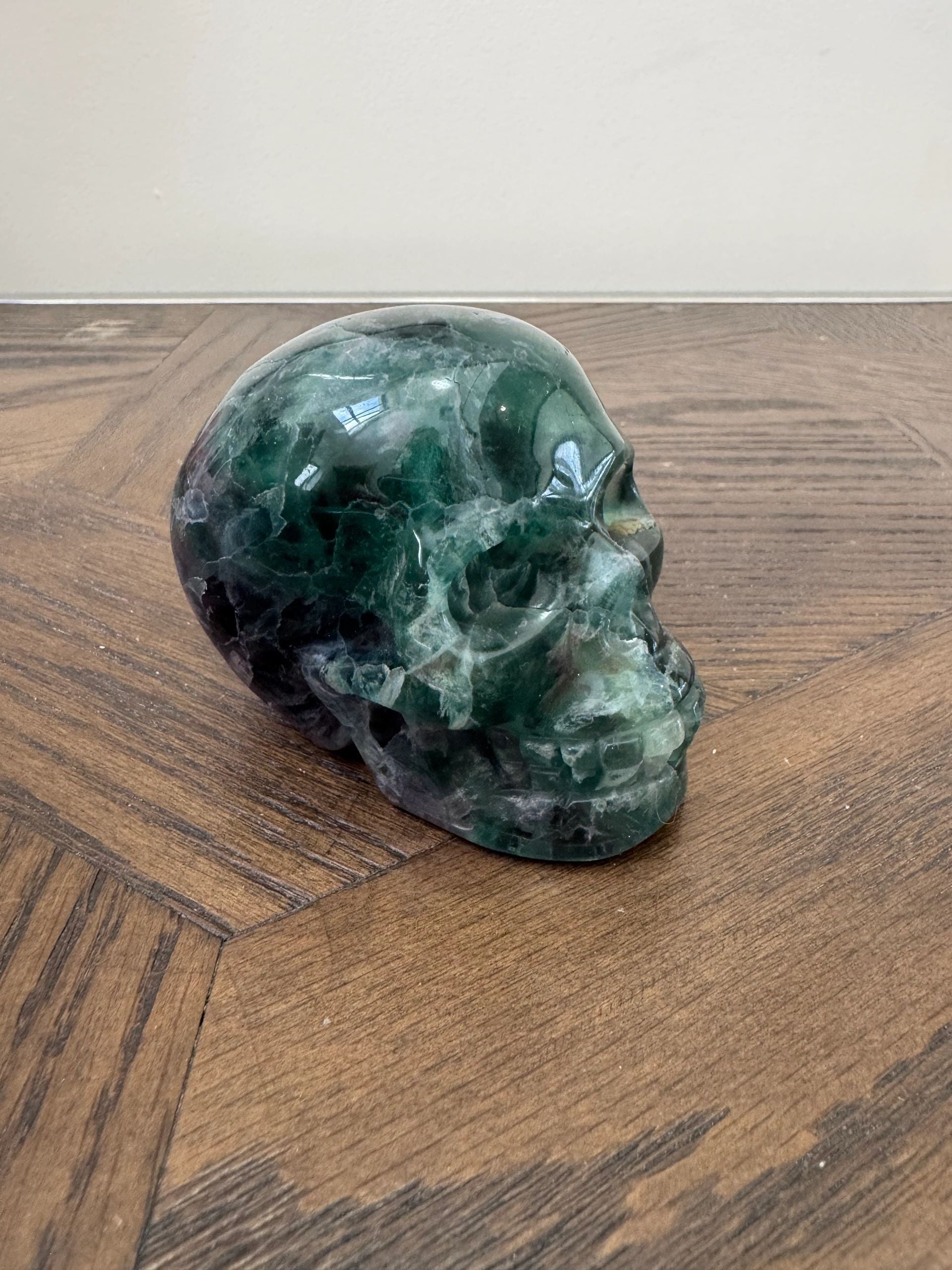 Natural Verdantis Deep Green Fluorite Skull Crystal Specimen