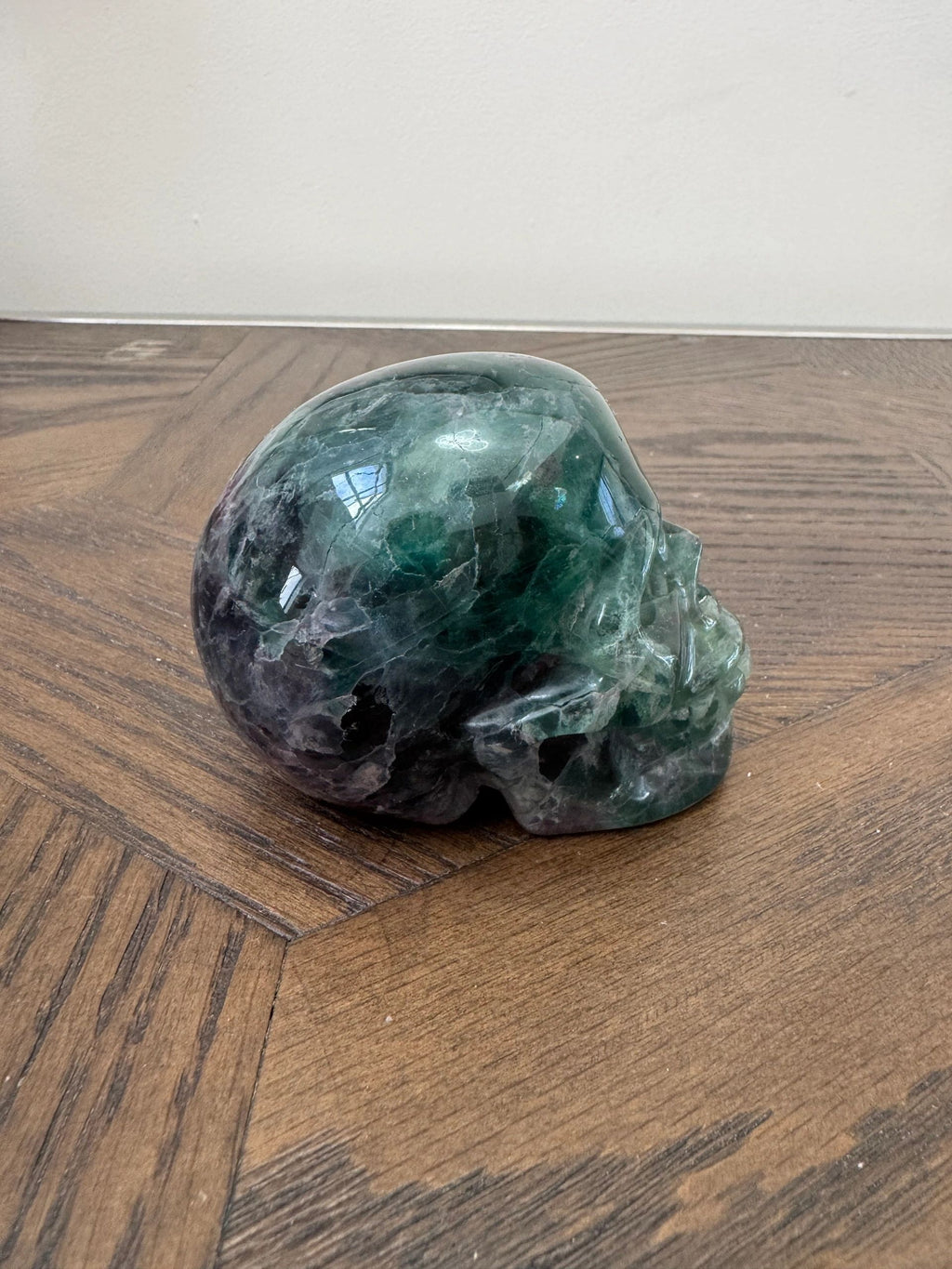 Natural Verdantis Deep Green Fluorite Skull Crystal Specimen